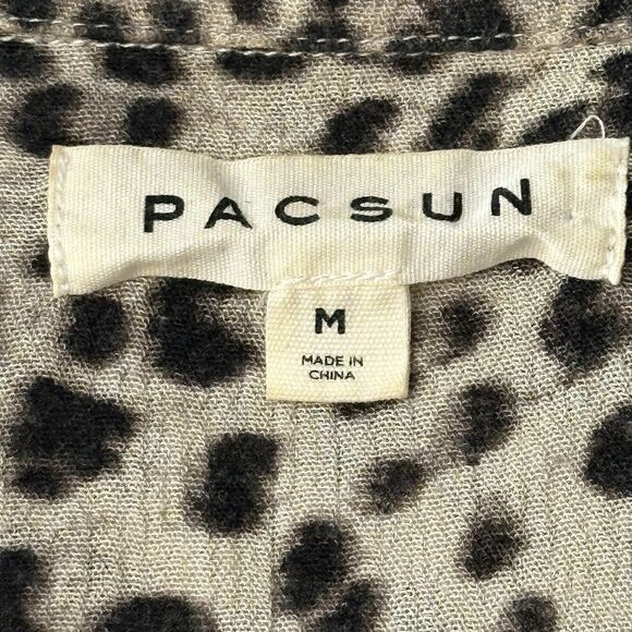 Pac Sun Leopard Print Shirt Short Sleeve Button Down Collar Size M - Picture 5 of 12